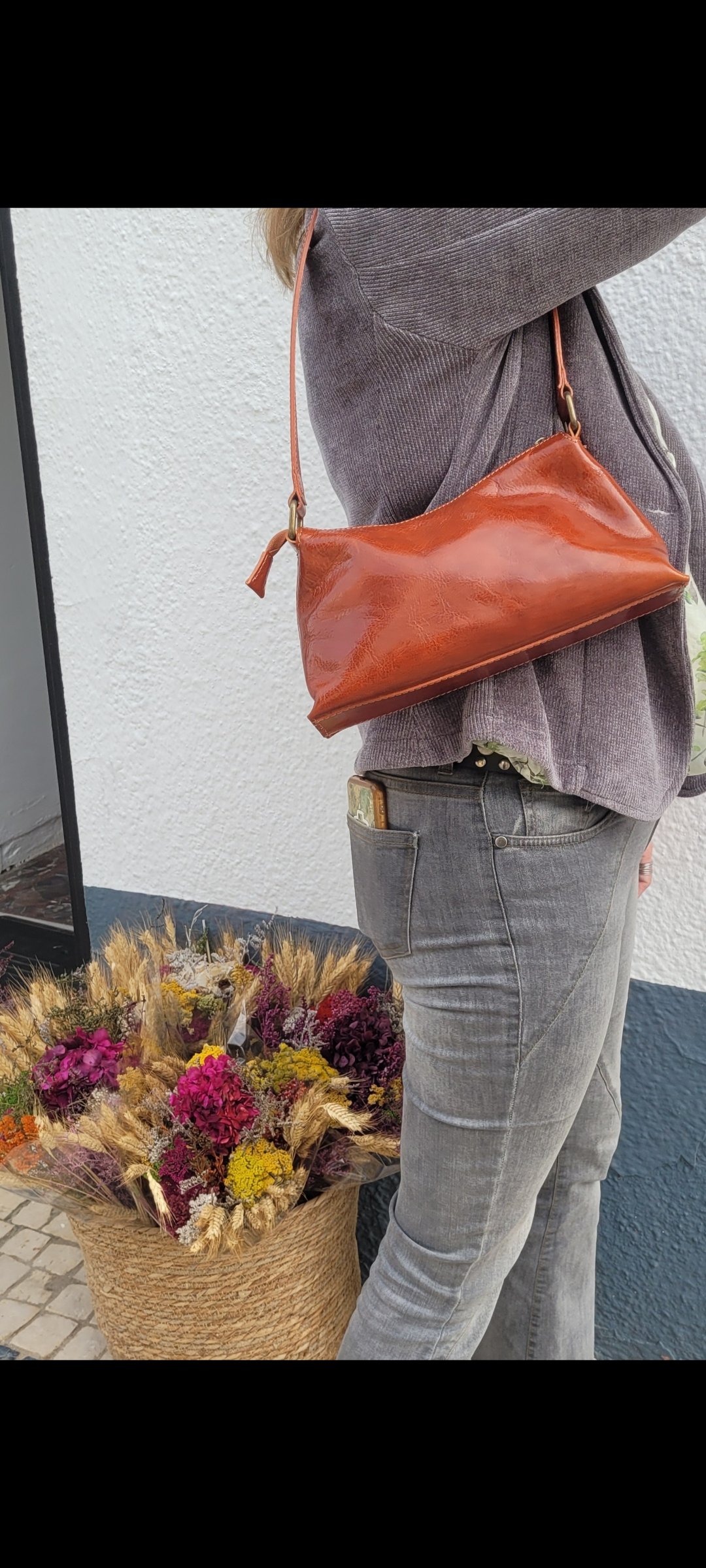 1000570062 Bolso baguette de piel - Imagen 1