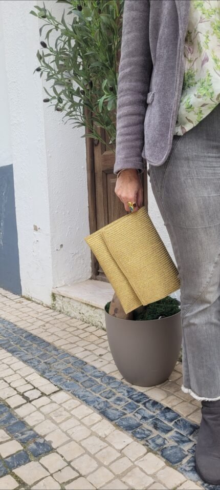 Bolso de mano de fiesta en rafia